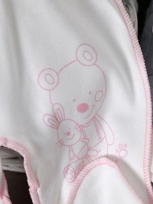 Комплект для новорожденного с комбинезоном 8 предметов цвет Розовый (Мишка)