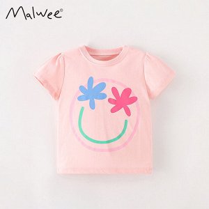 Детская розовая футболка с принтом