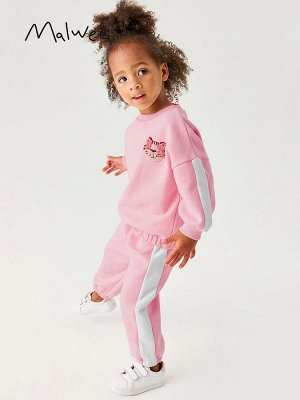 Детский розовый костюм (свитшот и брюки), с принтом