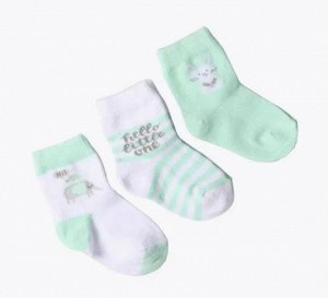 Носки для новорожденных малышей 3 пары цвет Ментоловый рис №1