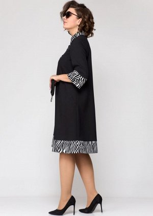 Платье EVA GRANT 7322 черный+принт зебра