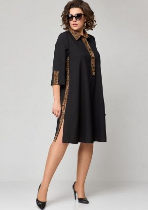 Платье EVA GRANT 7322 черный+леопард