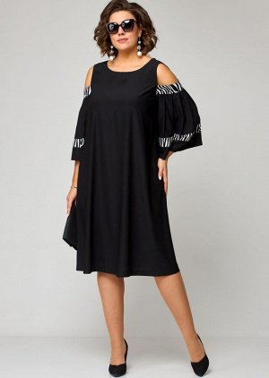 Платье EVA GRANT 7145 черный+зебра