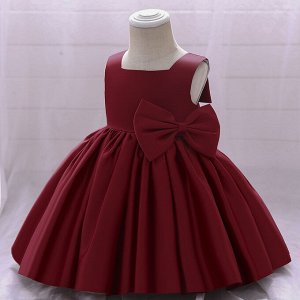 Платье детское для малышки с бантом, цвет красный