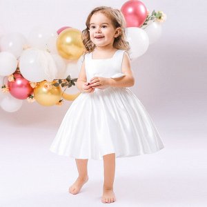Платье детское для малышки с бантом, цвет белый