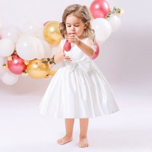Платье детское для малышки с бантом, цвет белый