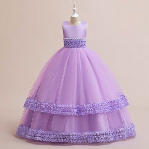 Платье детское бальное с рюшами, цвет фиолетовый