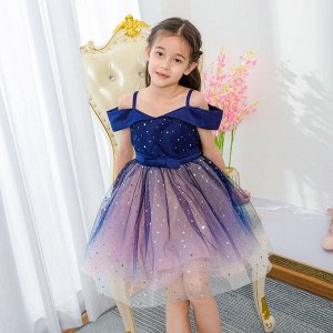 Платье детское для маленьких принцесс, цвет темно-синий, со стразами