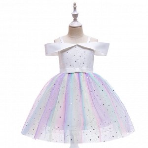 Платье детское для маленьких принцесс, цвет белый, со стразами
