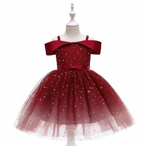 Платье детское для маленьких принцесс, цвет красный, со стразами
