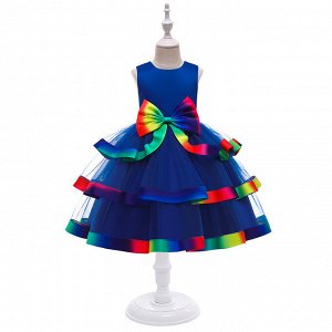 Платье детское для маленьких принцесс, цвет синий, с бантом