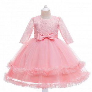 Платье детское для маленьких принцесс, цвет розовый, с рюшами и поясом
