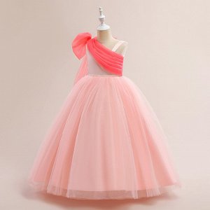 Платье детское бальное с бантом, цвет розовый