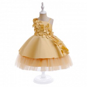 Платье детское с "цветами", цвет золотистый