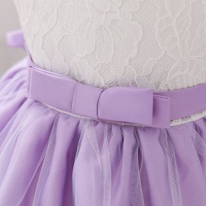 Детское платье для малышки, цвет белый/фиолетовый, с повязкой
