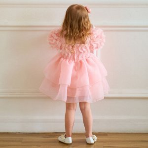 Платье детское для малышки с рукавами буфами, цвет белый