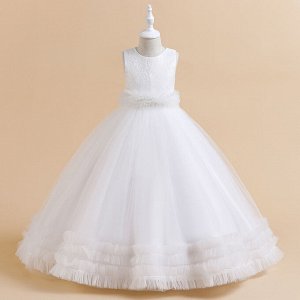 Платье детское бальное, цвет белый