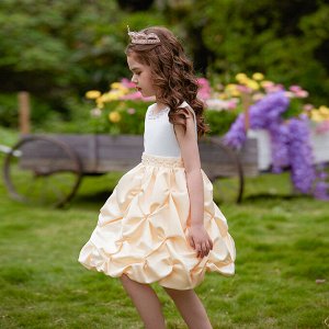Платье детское без рукавов, цвет белый/желтый