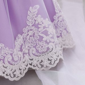Детское платье для малышки, цвет белый/фиолетовый, с повязкой
