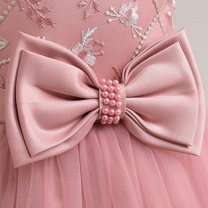 Платье детское бальное, цвет розовый, с бантом
