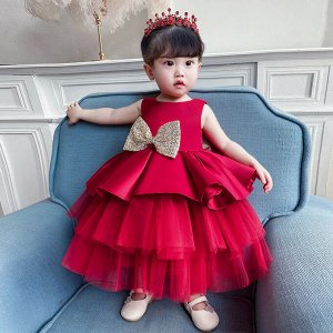 Платье детское для малышки, цвет розовый, с бантиком