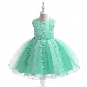 Платье детское без рукавов, цвет зеленый, с принтом