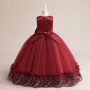 Платье детское бальное, цвет красный, с бантом