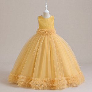 Платье детское бальное, цвет желтый