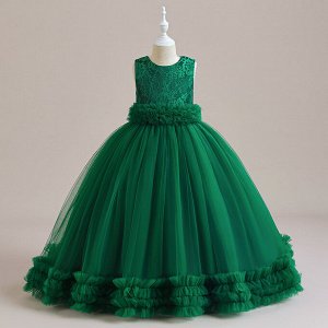 Платье детское бальное, цвет зеленый