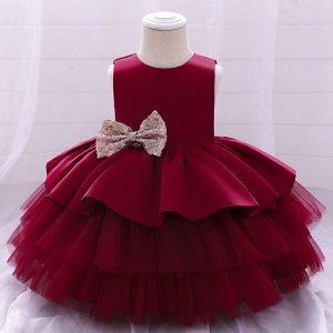 Платье детское для малышки, цвет красный, с бантиком