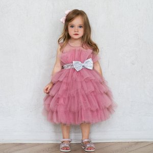 Платье детское для малышки, цвет фуксия, с бантом