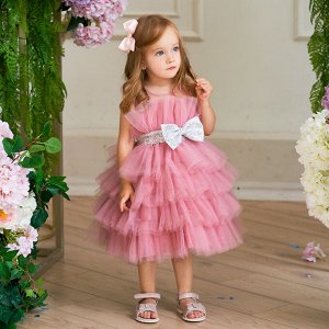 Платье детское для малышки, цвет фуксия, с бантом
