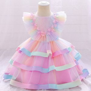 Платье детское для малышки, цвет розовый, с пайетками