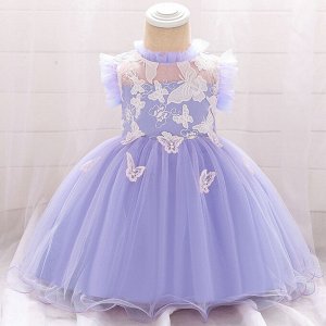 Платье детское для малышки, цвет фиолетовый, с принтом и рюшами