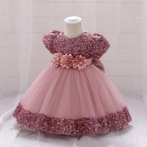 Платье детское для маленьких принцесс, цвет розовый, с пайетками