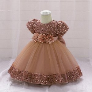 Платье детское для маленьких принцесс, цвет розовый, с пайетками