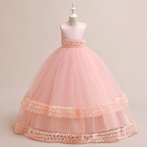 Платье детское бальное с рюшами, цвет розовый