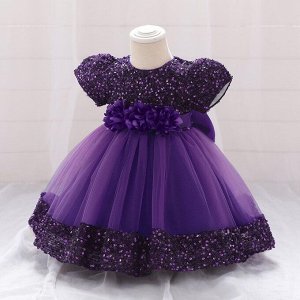 Платье детское для маленьких принцесс, цвет фиолетовый, с пайетками