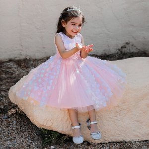 Платье детское для маленьких принцесс, цвет фиолетовый, принт "цветочки"