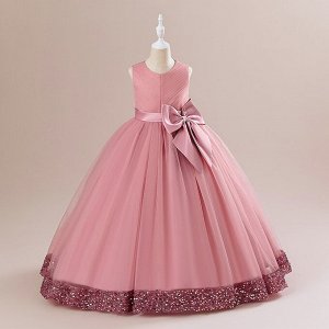 Платье детское бальное, цвет розовый, с пайетками