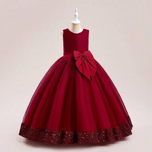 Платье детское бальное, цвет красный, с пайетками