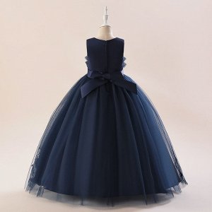 Платье детское бальное, цвет темно-синий, с принтом