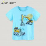 Футболка для мальчика с коротким рукавом AOSTA BETTY, голубая с принтом