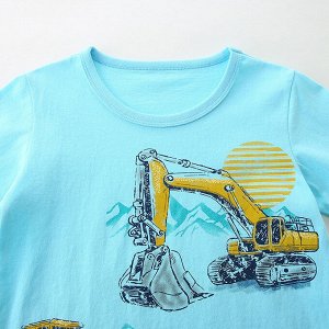 Детская голубая футболка с принтом Техника