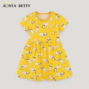 Детское желтое платье с коротким рукавом