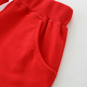 Детские однотонные красные шорты на резинке
