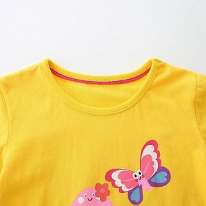 Детская желтая футболка с принтом Грибы