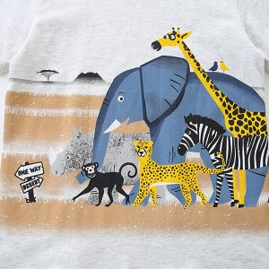 Детская серая футболка с принтом Животные