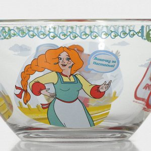 Набор детской стеклянной посуды «Три богатыря. Царевны», 3 предмета: тарелка d=19,7 см, салатник d=13 см, кружка 300 мл
