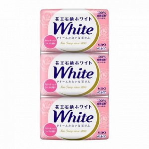 Натуральное увлажняющее туалетное мыло "White" со скваланом (роскошный аромат роз) 130 г х 3 шт. / 20